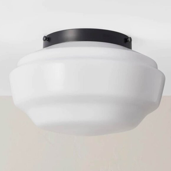 Milk glass flush mount ceiling light black finish - hearth & hand with magnolia - Picture 1 of 4